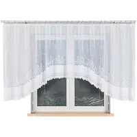Markizeta GENOWEFA Serie - Jacquard Kant-en-klare Gordijn - 450x140 cm - Witte Kleur - Decoratieve Afwerking