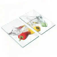 Tulup Decoratieve glazen serveerplanken voor snacks, Peppers Splash, 2x30x52 cm