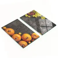 Tulup Geharde multifunctionele decoratieve glazen borden met pompoen- en houtmotief, 2x30x52 cm