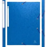 Exacompta 50x Scotten Elastomap + 3 kleppen in gewafeld glanskarton 425g/m2 - A4 - Blauw - 55752E