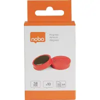 Nobo Magnetische Whiteboard Magneten - Pak Van 10 Stuks - 38mm Magneten - Rood