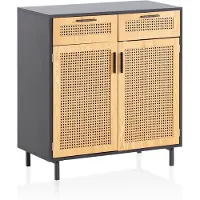 Wohnling Dressoir zwart rotan 80 cm breed