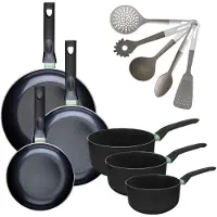 Fackelmann Set Pannen 20/24/28cm en Kookpotten 16/18/20cm Brandao met 5 Vario keukengerei