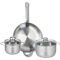 Elo Set van 1 Koekenpan 32 cm en 2 kookpotten 16 en 20 cm Elo Profi Brillant