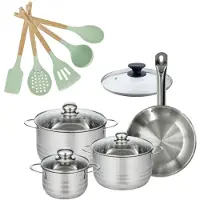 Fackelmann Set Pan 24cm en 3 Kookpotten 16/20/24cm Etherna met 6 keukengerei