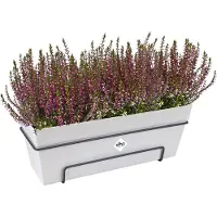 Elho Loft Urban Balkonbak Allin1 50 - Plantenbak voor Balkon Buiten - Ø 49.0 x H 20.5 cm - Wit