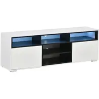 MODFU Tv-Meubel - Hoogglans - Met Ledverlichting En Opbergruimte - Modern - Voor Kleine Woonkamers - Spaanplaat - Wit - 150 X 35 X 50 Cm