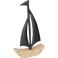 Viana Decoratief zeilboot hout metaal in natuurlijk zwart H30,5cm
