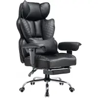 GTPLAYER Big & Tall bureaustoel, zwaar model directiestoel met voetensteun, ergonomische stoel met hoge rugleuning van PU-leer, draaibare en verstelbare computerstoelen voor thuis