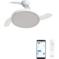 Create - Plafondventilator 40W stil met intrekbare bladen met licht - Ø108cm - Wit - WIFI + Afstandsbediening - WIND CLEAR STUDIO