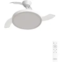 Create - Plafondventilator 40W stil met intrekbare bladen met licht - Ø108cm - Wit - Afstandsbediening - WIND CLEAR STUDIO