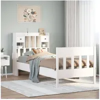 vidaXL Bedframe zonder matras massief grenenhout wit 90x200 cm