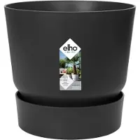 Elho Greenville Rond 55 - Grote Bloempot voor Buiten met Waterreservoir - 100% Gerecycled Plastic - Ø 55 x H 50 cm - Living black