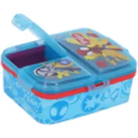 Stor Marvel's Spidey Kinderlunchbox – Broodtrommel met 4 vakken voor kinderen vanaf 4 jaar - Vaatwasserbestendig & BPA-vrij - Lichtblauw