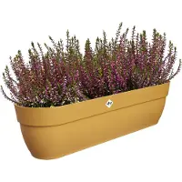 Elho Vibia Campana Easy Hanger XXL 70 - Plantenbak voor Balkon - Balkonbak - 100% Gerecycled Plastic - L69 x B26.8 x H23.7 cm - Honinggeel
