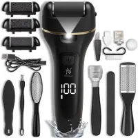 Nuvance Eeltverwijderaars - Pedicureset Electrisch - 18 Delig - Elektrische Eeltverwijderaar - Voetvijl - Professioneel - Zwart
