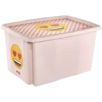 Keeeper opbergbox Karolina Emoji Hearts, 45 liter, roze, 400x555x300 mm
