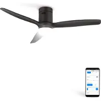 Create - Plafondventilator 40W silent Ø132 cm - Met Verlichting drie temperaturen - Met Wifi - Met Afstandsbediening - 6 Snelheden - Timer - Zomer/Winter functie - Zwart - WIND CALM