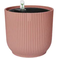 Elho Vibes Fold Rond 18 met Self-Watering Insert - Bloempot met Watermeter - 100% Gerecycled Plastic - Ø 18.3 x H 16.8 cm - Delicaat roze