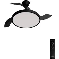 Create - Plafondventilator 40W stil met intrekbare bladen met licht - Ø108cm - Zwart - Ffstandsbediening - WIND CLEAR STUDIO