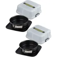 Zenker Set van 2 ronde scharniervormen 23 cm met deksel voor transport Bake Click and Go