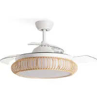 Create - Plafondventilator 40W stil Ø107cm intrekbare messen met ledlicht van 36W - Koel tot -6ºC - Programmeerbaar - Rieten Afwerking - WIND CLEAR RATTAN