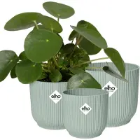 Elho Vibes Fold Rond - Bloempotten voor Binnen - 100% Gerecycled Plastic - Set van 3 - Ø 14, 16, 18 cm - Sorbet groen