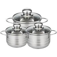 Fackelmann Set van 3 kookpotten 16, 20 en 24 cm in roestvrij staal zonder PFAS Elo Brillant