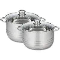 Fackelmann Set van 2 kookpotten 20 en 24 cm van roestvrij staal zonder PFAS Elo Brillant