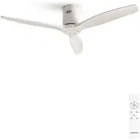 Create - Plafondventilator 40W silent Ø132 cm - Met Afstandsbediening - 6 Snelheden - Timer - Zomer/Winter functie - Wit - WIND CALM