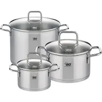 Fackelmann Set van 3 roestvrijstalen kookpotten 16 cm 20 cm en 26 cm Elo Citrin