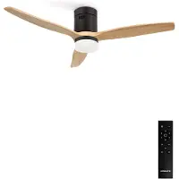 Create - Plafondventilator 40W silent Ø132 cm - Met Verlichting drie temperaturen - Met Afstandsbediening - 6 Snelheden - Timer - Zomer/Winter functie - Zwart - WIND CALM