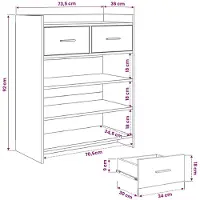 vidaXL Schoenenkast 73,5 x 36 x 92 cm Bewerkt hout Artisanaal eiken