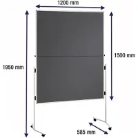 Franken Trainingsbord Dubbelzijdig Inklapbaar Mobiel ECO-UMTFG03R 120 (B) x 150 (H) cm Prikbord Blauw Vilt Oppervlak Vrijstaand