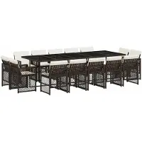 vidaXL 15-delige Tuinset met kussens poly rattan bruin