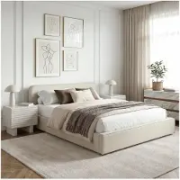 Idimex Gestoffeerd bed MARINI 140x200 cm met lattenbodem – crèmewit