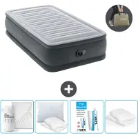 Intex Luchtbed - 1-Persoons - 99 x 191 x 46 cm - Grijs - Inclusief pomp - Hoeslaken - Kussen - Reparatieset en Kussenbeschermer