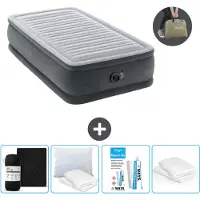 Intex Luchtbed - 1-Persoons - 99 x 191 x 46 cm - Grijs - Inclusief pomp - Hoeslaken - Kussen - Reparatieset en Kussenbeschermer
