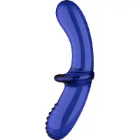 Shots Double Crystal - dubbele dildo - glas - blauw