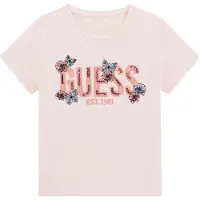 GUESS T-shirt met labelstiksel en pailletten