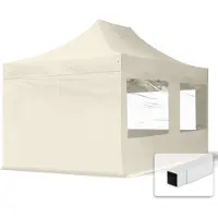 TOOLPORT 3x4,5 m Easy up partytent, ECONOMY staal 30m met zijwanden (panorama), crème