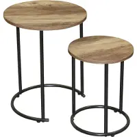 DOCHTMANN - Bijzettafels - Set van 2 - Rond - Hout -