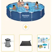 Bestway Steel Pro, ronde opblaasbare zwembad - 396x84 cm - 4-delig - Model S22757