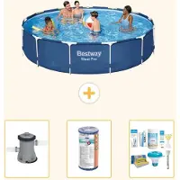 Bestway Steel Pro, ronde opblaasbare zwembad - 396x84 cm - 4-delig - Model S22315