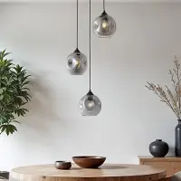 LumenXL Hanglamp met organische vorm smoke glas, 3-lichts - Fajah