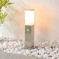 LumenXL RVS staande buitenlamp Leopoldo met sensor, 45 cm