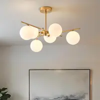 LumenXL Plafondlamp Venezia goud met melkglas, 6-lichts
