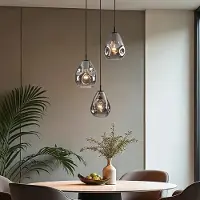 LumenXL Design hanglamp zwart met smoke glas, 3-lichts - Lainas
