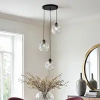 LumenXL 3-lichts hanglamp Fajah - zwart en parelmoer glas