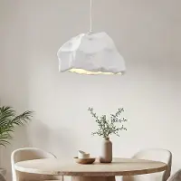 LumenXL Moderne hanglamp wit met steeneffect in Wabi Sabi stijl - Nami, Ø52 cm